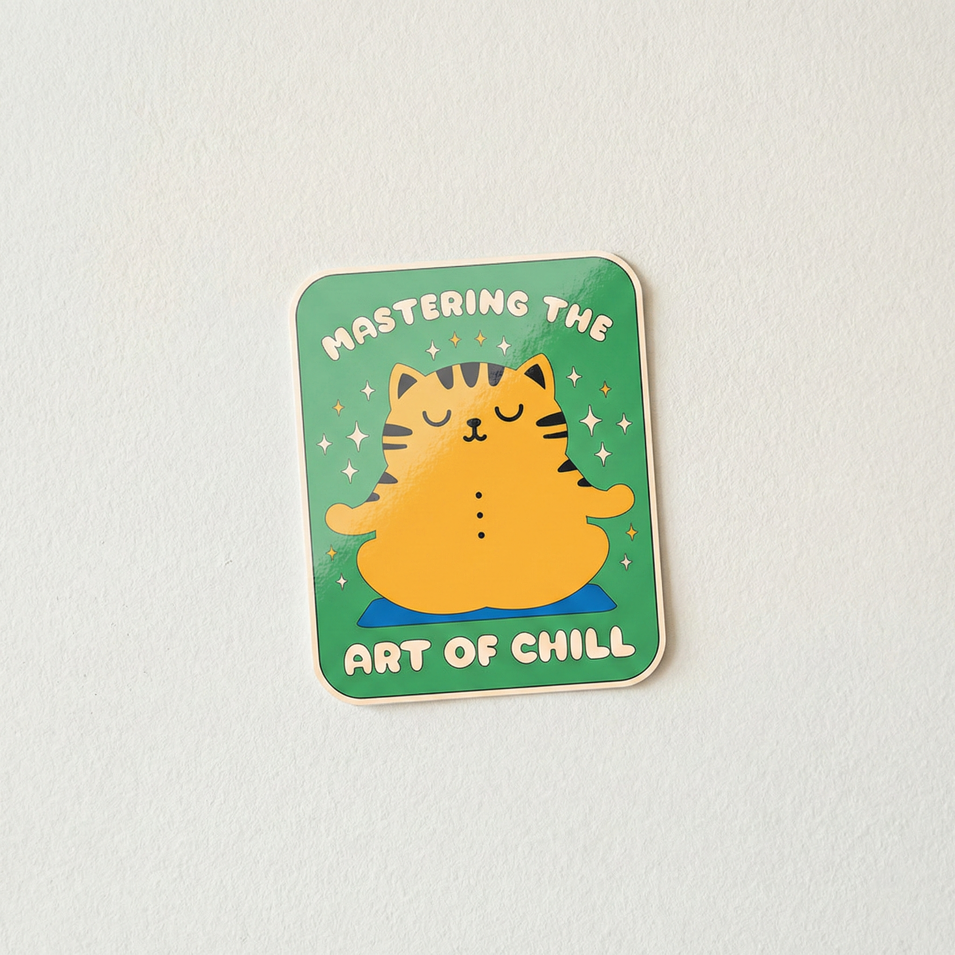 Mastering the Art of Chill cute meditating cat mindfulness vinyl sticker illustration