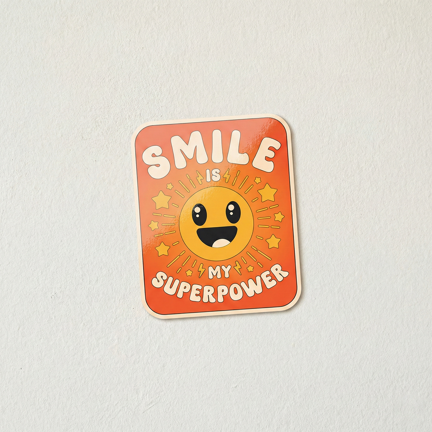 Smile Is My Superpower bright orange happy face motivational sticker