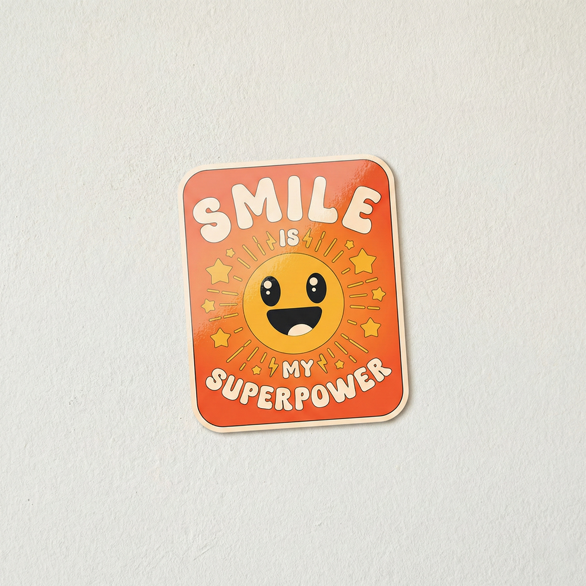 Smile Is My Superpower bright orange happy face motivational sticker